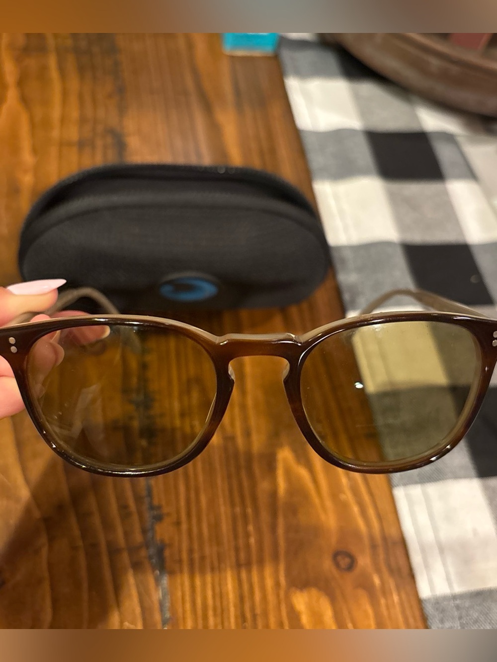 Brown Round Sunglasses with Amber Lenses